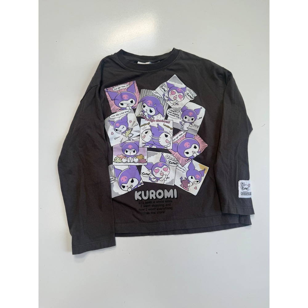 Zara Kids Sanrio Kuromi Graphic Long Sleeve T-Shirt Charcoal Grey Size 8-9